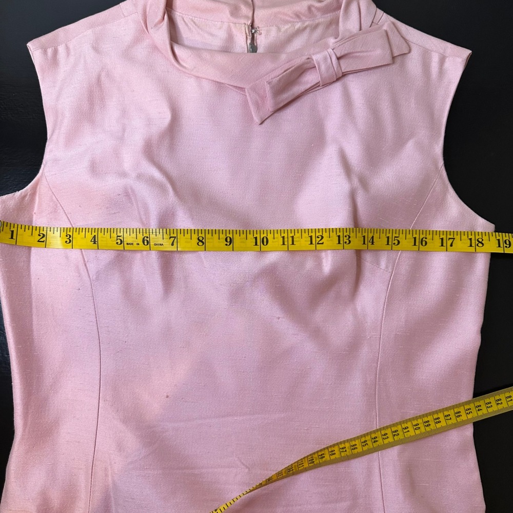 Vintage Rona Pink Skirt Suit Set Rhinestone Button Bow Dress Jacket 2pc - Picture 8 of 16
